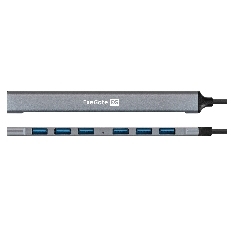 USB-концентратор 7-в-1 ExeGate DUB-761C3 (кабель-адаптер USB Type-A + Type-C --> 6xUSB2.0, 1xUSB3.0, Plug&Play, серебристый)