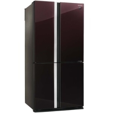 Холодильник Sharp SJ-GX98PRD темно-бордовый стекло трехкамерный Side by Side 394/211л морозилка снизу, No Frost, Side by Side