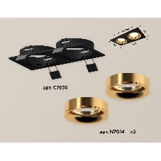 Комплект встраиваемого светильника Ambrella light XC7636005 SBK/PYG черный песок/золото желтое полированное MR16 GU5.3 (C7636, N7014)