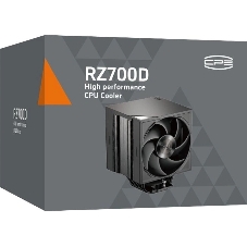 Кулер для процессора PCCooler RZ700D BK (270W, 4-pin PWM, 159.5mm, Al/Cu, 7x6mm, 2x120mm, 79.8CFM, 35.9dBA, 2400RPM, S: 1851/1700/1200/115X, AM5/AM4, black)