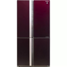 Холодильник Sharp SJ-GX98PRD темно-бордовый стекло трехкамерный Side by Side 394/211л морозилка снизу, No Frost, Side by Side
