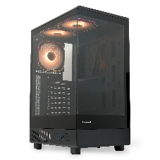 Компьютерный корпус HSPD F510, Panoramic Mid Tower, черный, TG, 0.5 SPCC, 3x120мм ARGb ATX, mATX, mITX 180/280/160мм 1x2.5