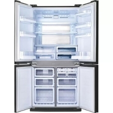Холодильник Sharp SJ-GX98PRD темно-бордовый стекло трехкамерный Side by Side 394/211л морозилка снизу, No Frost, Side by Side