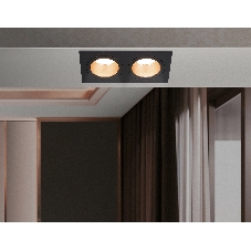 Встраиваемый точечный светильник Ambrella light TN102833/2 BK/GD черный/золото GU5.3/2 178*93*50