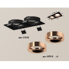 Комплект встраиваемого светильника Ambrella light XC7636006 SBK/PPG черный песок/золото розовое полированное MR16 GU5.3 (C7636, N7015)