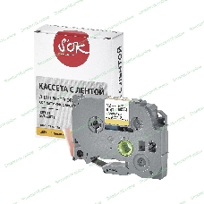 Кассета с лентой S'OK by Sakura Printing TZEB31 для Brother, черный на оранжевом, 12мм/8м, наклейка