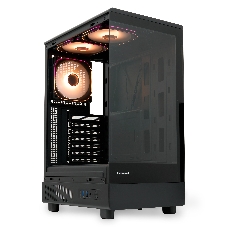 Компьютерный корпус HSPD F510, Panoramic Mid Tower, черный, TG, 0.5 SPCC, 3x120мм ARGb ATX, mATX, mITX 180/280/160мм 1x2.5