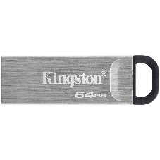 Флешка USB Kingston DataTraveler KYSON (DTKN/64GB), 64Gb, USB 3.2 Gen 1, R/W 200/60, серебристый/черный