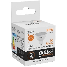 Лампа cветодиодная Gauss LED Elementary 13516MR16 GU5.3 5.5W 2700К1/10/100