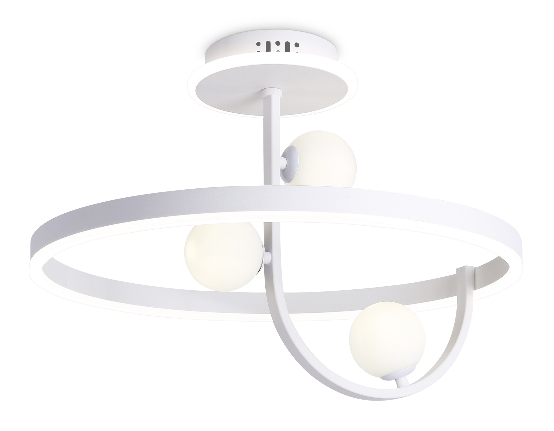 Потолочный светодиодный светильник Ambrella light FL66261/1+3 WH белый 56W 3000K-6400K+G9/3 D500*358 (ПДУ ИК)