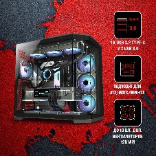 Компьютерный корпус Bloody BD-CC109 черный без БП ATX 10x120мм 2xUSB3.0 audio