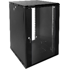 Шкаф телекоммуникационный настенный разборный ЦМО 18U (600 х 350) дверь стекло, черный (ШРН-Э-18.350-9005)