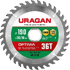 Диск пильный по дер. Uragan Optima (36801-190-20-36_Z01) d=190мм d(посад.)=20мм (циркулярные пилы)