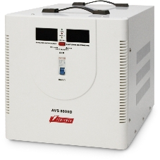 Стабилизатор напряжения Powerman AVS 8000D белый (8000ВА,40А,КПД 98%,циф. индикация вх./вых. напряж.)