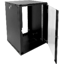 Шкаф телекоммуникационный настенный разборный ЦМО 18U (600 х 350) дверь стекло, черный (ШРН-Э-18.350-9005)