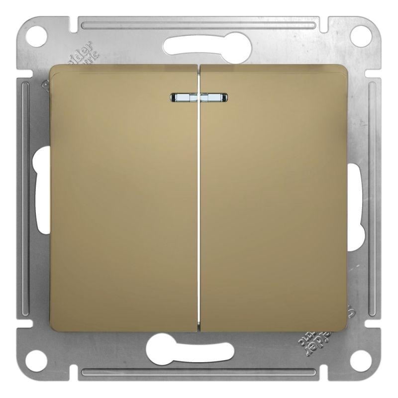 Механизм выключателя 2-кл. СП Glossa 10А IP20 10AX с подсветкой титан SchE GSL000453