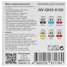 Чернила NVPrint GI-43 для принтеров Canon Pixma G540, G640, набор 6 цветов по 100 мл совместимые