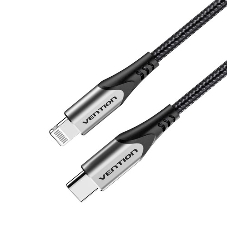 Кабель Vention USB 2.0 CM/Lightning 8M для iPad/iPhone - 1м. Серебристый