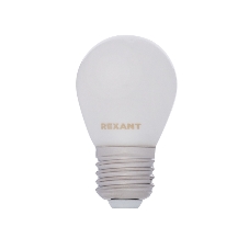 Лампа светодиодная филаментная Rexant Шарик GL45 9.5 Вт 915 Лм 2700K E27 матовая колба