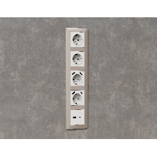 Комплект механизма электрической розетки ALFA Белый глянец 2USB A+A 18W (быстрая зарядка) с/з QUANT (AP1090, VM155) MA109010