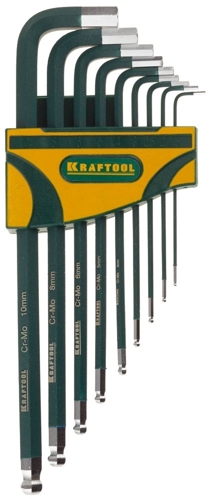 Набор ключей KRAFTOOL 27445-H9industrie длин. шарик cr-mo сталь(s2) hex1.5-10мм 9шт