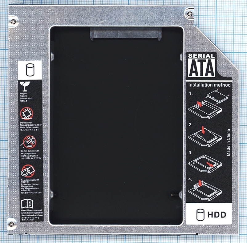 Переходник дополнительного HDD кредл в отсек CD/DVD SATA 12.7 мм