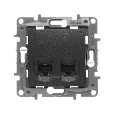 Розетка компьютерная 2-ая RJ45, кат.5е UTP 672655 Legrand Etika Антрацит