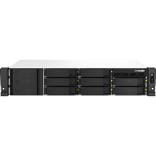 Сетевое хранилище SMB QNAP TS-873AeU-4G NAS 8x3.5/2.5 SATA/SSD trays, 2 x M2 PCIe, 2x 2.5 GbE, 2U rackmount, 1 PSU. AMD Ryzen V1500B 4-core/8-thread 2.2 GHz processor, 4 Gb DDR4 RAM (1*4 Gb) up to 64Gb (2*32 Gb). W/o rail kit RAIL-B02