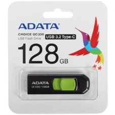 Флешка USB ADATA UC300 (ACHO-UC300-128G-RBK/GN), 128Gb, Type-C USB 3.2, R/W 100/30, черный/зеленый
