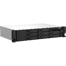 Сетевое хранилище SMB QNAP TS-873AeU-4G NAS 8x3.5/2.5 SATA/SSD trays, 2 x M2 PCIe, 2x 2.5 GbE, 2U rackmount, 1 PSU. AMD Ryzen V1500B 4-core/8-thread 2.2 GHz processor, 4 Gb DDR4 RAM (1*4 Gb) up to 64Gb (2*32 Gb). W/o rail kit RAIL-B02
