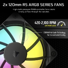 Система жидкостного охлаждения Corsair NAUTILUS 240 ARGB (240мм, черный, ARGB/ Fans: 2x120мм, 74.37CFM, 34dBA, 2100RPM/ S: 1851, 1700, AM5, AM4)