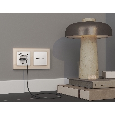 Комплект механизма электрической розетки ALFA Белый глянец 2USB A+C 20W (быстрая зарядка) с/з QUANT (AP1100, VM160) MA110010