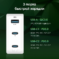 Сетевое зарядное устройство Digma Pro DPW10C 100W 5A (PD+QC) 2хUSB-C/USB-A универсальное белый (DPW1С0G012WH)