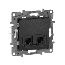 Розетка компьютерная 2-ая RJ45, кат.5е UTP 672655 Legrand Etika Антрацит