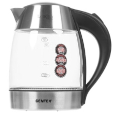 Чайник электрический Centek CT-0059 London, стекло, 1.8л, 2200Вт, LED-подсветка, отделка нерж.