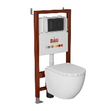 Комплект BAU 6 в 1: инсталляция BAU PRO, унитаз подвесной торнадо Bau Dream Hurricane-2, сиденье дюропласт микролифт, клавиша BAU Stil, черный матовый