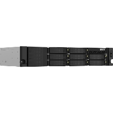Сетевое хранилище SMB QNAP TS-873AeU-4G NAS 8x3.5/2.5 SATA/SSD trays, 2 x M2 PCIe, 2x 2.5 GbE, 2U rackmount, 1 PSU. AMD Ryzen V1500B 4-core/8-thread 2.2 GHz processor, 4 Gb DDR4 RAM (1*4 Gb) up to 64Gb (2*32 Gb). W/o rail kit RAIL-B02