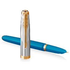 Ручка перьевая Parker 51 Premium (CW2169078) Turquoise GT, F, сталь нержавеющая, подарочная коробка
