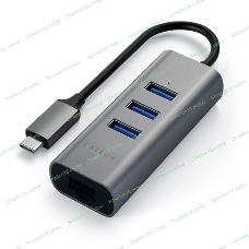 USB-концентратор Satechi Type-C 2-in-1 USB 3.0 Aluminum 3 Port Hub and Ethernet Port. Интерфейс Type-C. серый космос.