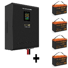 Комплект Источник бесперебойного питания EX296004RUS + батарея 100Aч EX285656RUS 4шт (инвертор, синус, для котла, настенный) ExeGate FineSine SX-5000.LCD.AVR.2SH.T 5000VA/3500W, чистая синусоида, цветной LCD-дисплей, AVR, 2*Schuko+клеммы, линейно-интерактивный, крепление настенное, Black + батарея ExeGate HRL 12-100 (12В, 100А·ч) 4шт