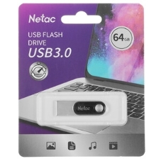 Флешка USB Netac U278 (NT03U278N-064G-32PN), 64Gb, USB 3.0, R/W 90/45, серебристый/черный