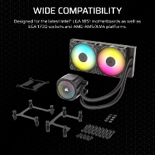 Система жидкостного охлаждения Corsair NAUTILUS 240 ARGB (240мм, черный, ARGB/ Fans: 2x120мм, 74.37CFM, 34dBA, 2100RPM/ S: 1851, 1700, AM5, AM4)
