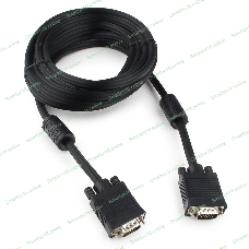 Кабель Gembird/Cablexpert VGA Premium, 15M/15M, 5.0м,черный,тройной экран, феррит.кольца