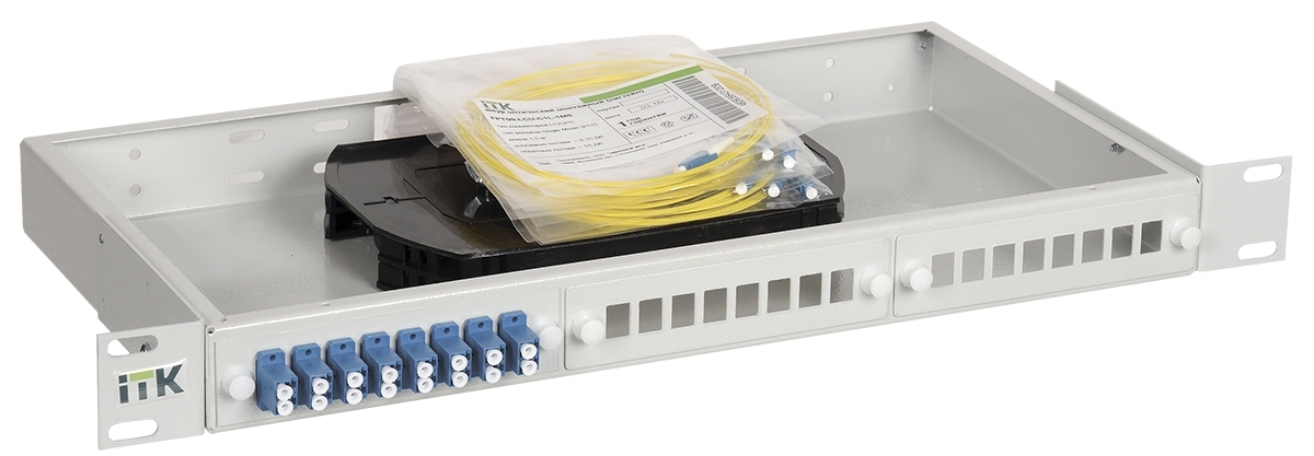 Кросс укомплектованный IEK ITK 1U : SC (Simplex) 24шт; (OS2) (FOBX24-1U-24SCUS09)