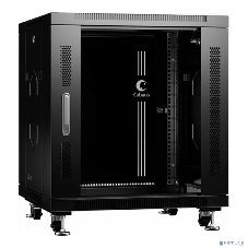 Шкаф телекоммуникационный напольный Cabeus, IP20, 12U, 730х600х600 мм (ВхШхГ), дверь: стекло, боковая панель: сплошная, разборный, черный