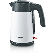 Чайник электрический Bosch TWK7L461, 1.7 л, 2400 Вт., нерж.сталь, покрытая эмалью, белый,шкала уровня воды