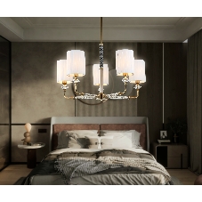 Люстра Ambrella light LH71500/5 BS/FR латунь/белый матовый E14*5 max 40W D680*640
