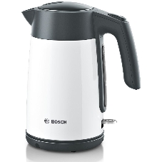 Чайник электрический Bosch TWK7L461, 1.7 л, 2400 Вт., нерж.сталь, покрытая эмалью, белый,шкала уровня воды