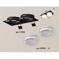 Комплект встраиваемого светильника Ambrella light XC7636043 SBK/FR/CL черный песок/белый матовый/прозрачный MR16 GU5.3 (C7636, N7160)