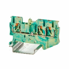 Клемма заземления VPR-2.5-TWIN-PE-YG, зажим push-in, 3 точки подключения, 2.5 кв.мм